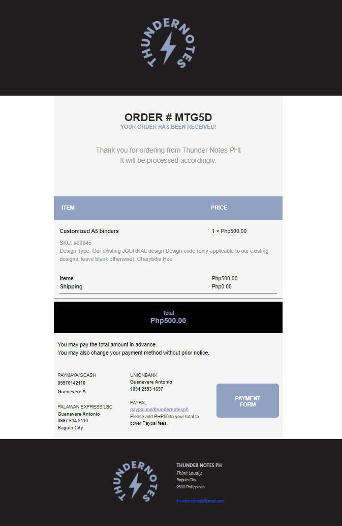 This is what your confirmation email looks like. It is sent to your email automatically. Please check your spam if you didn't get one!
