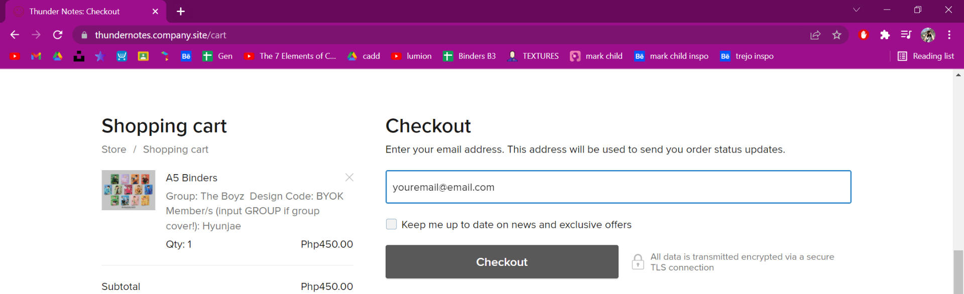 Upon checkout, the site asks you for the usual buyer information. Please check if your email is correct; you won't receive an order confirmation otherwise.